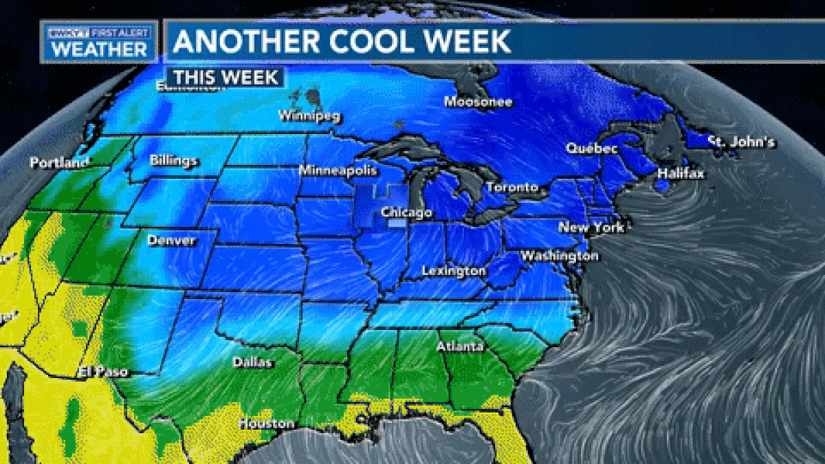 Temperatures this week will stay nearly 10+ degrees below our average for this time of year