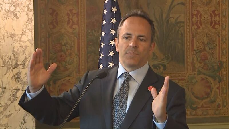 Gov. Matt Bevin explaining his decision to veto the state budget and tax plans.