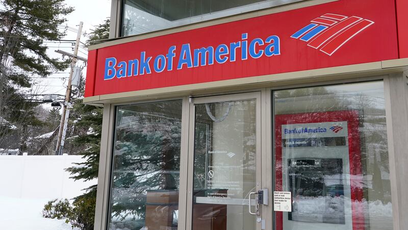 FILE - A Bank of America ATM is seen, Wednesday, Feb. 3, 2021, in Winchester, Mass.