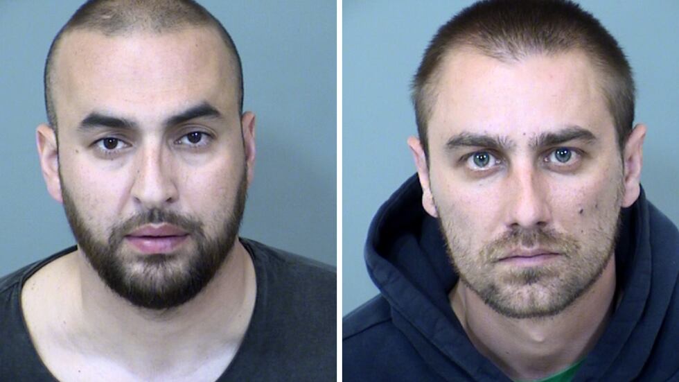 Albi Naska (left) and Victor Nikitin (right) were booked into Maricopa County jail on several...