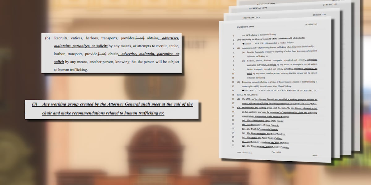 House Bill 3 aims to combat human trafficking in Kentucky House Bill 3 aims to combat human trafficking in Kentucky