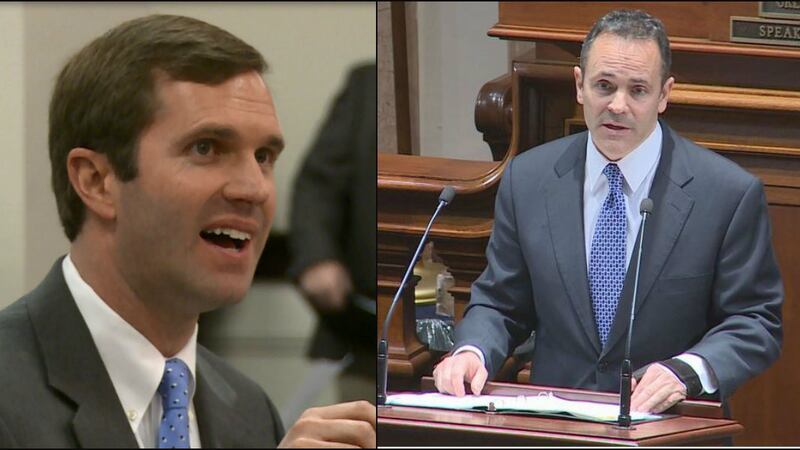 Attorney General Andy Beshear (left) and Gov. Matt Bevin (right)